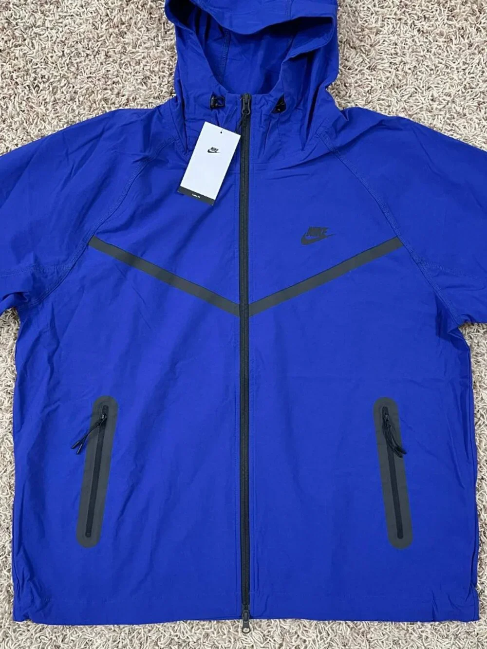 Nike Tech Men’s Woven Hooded Jacket Blue HM7151-539, Size Large (New)